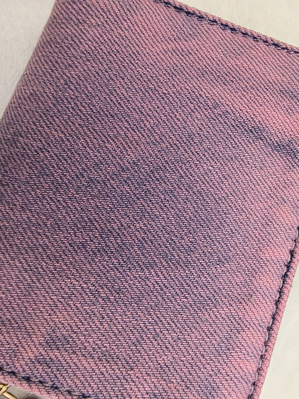 Custom Pink Washed Denim Coach Wallet | Cherry Charm Zip Around Upcycled Bag - Picture 5 of 10